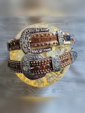 Vintage WB Atlas Bling Western Belt Bundle Y2k Country Leather Rhinestone